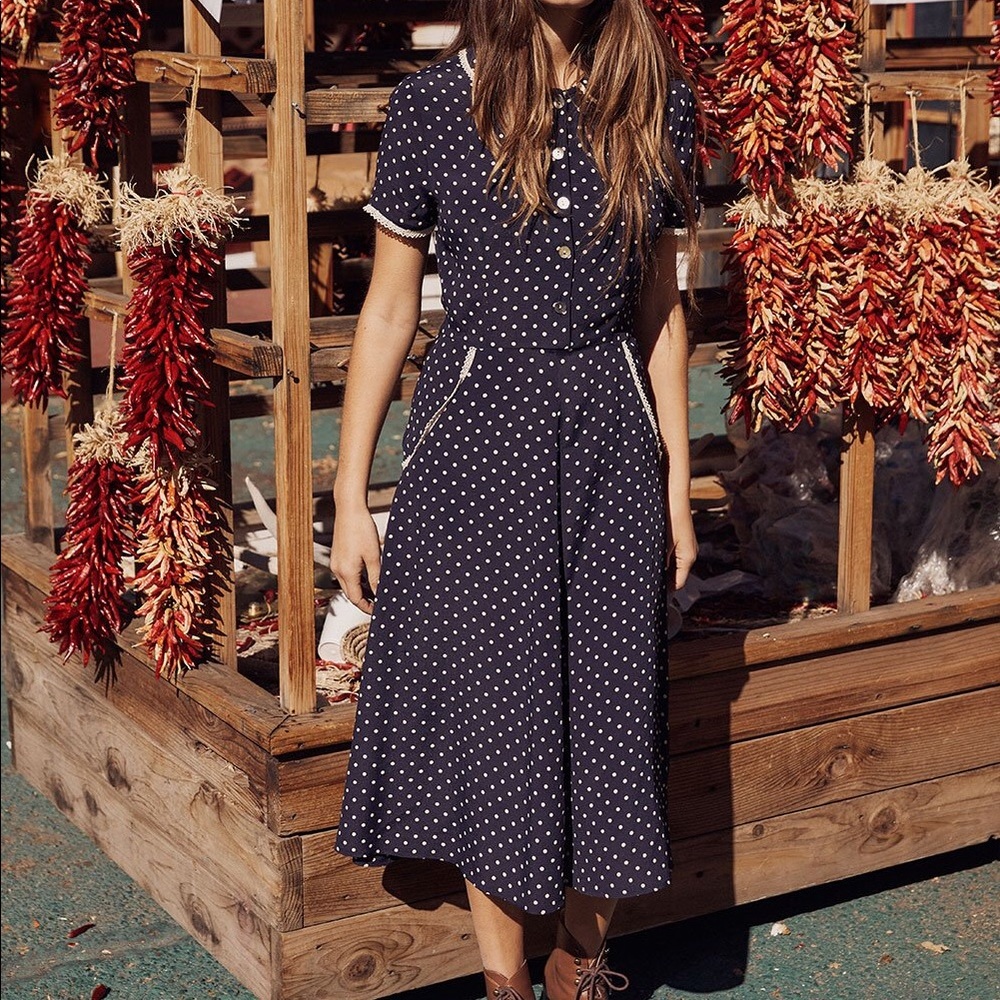 Christy Dawn Sebastian Dress Navy Midnight Dot XS